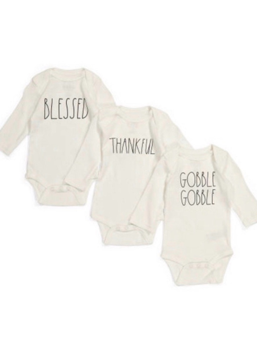 Rae Dunn Cream Thanksgiving Themed Long-Sleeve Baby One-Piece